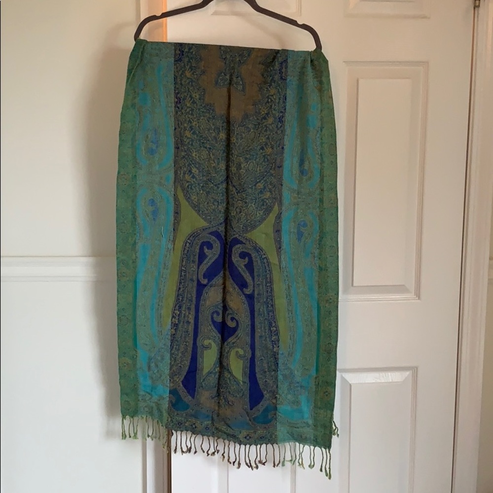 Blue and green pashmina from India
